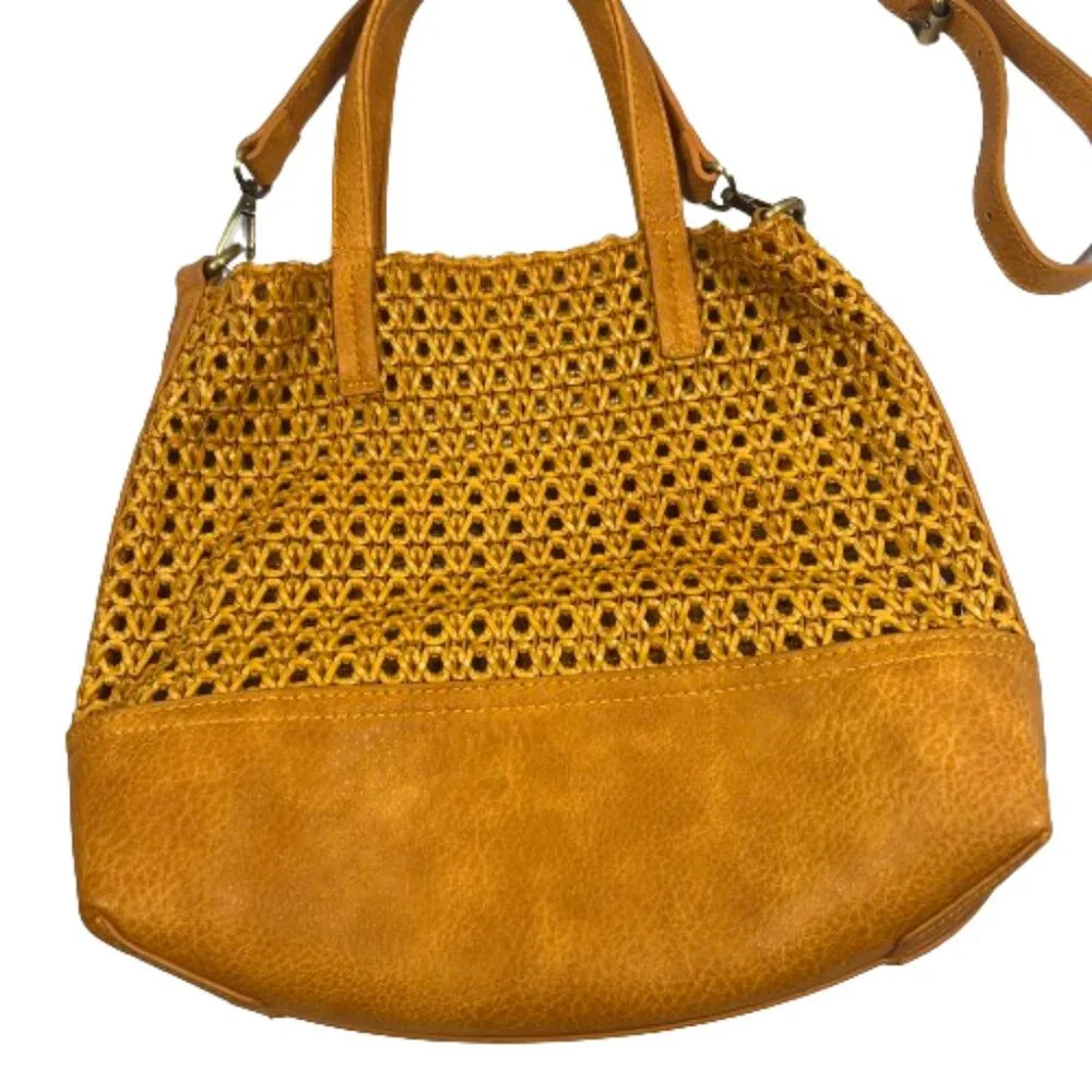 Anthropologie Womens Crossbody Bag‎ With Pouch Insert Mustard Yellow Boho Purse